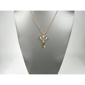 Nicky Butler Gold Key Gemstones Pendant Necklace 17 inch Chain India with Box